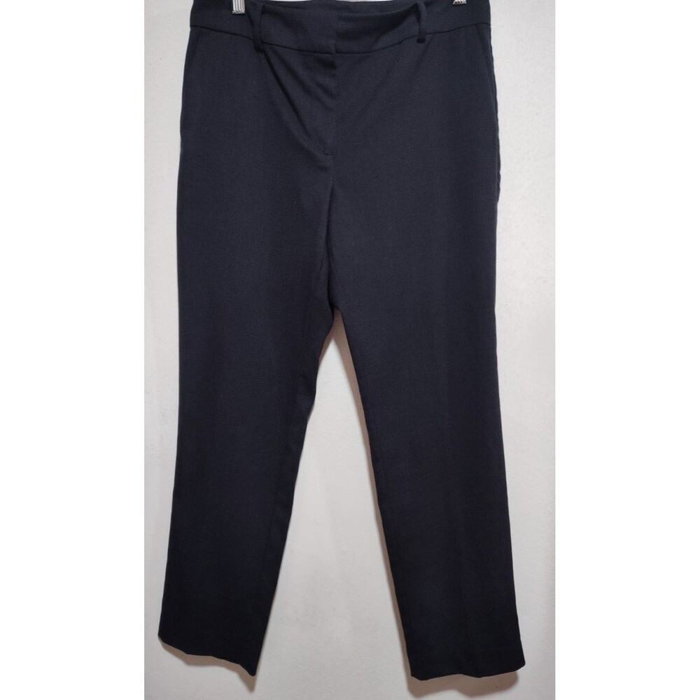 Ann Taylor Factory Women Polyester Blend Dress Pants Navy Blue Plaid Design Sz 6